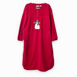Vintage | Fleece Cozy Snowman Pajamas Nightgown Sleep Shirt